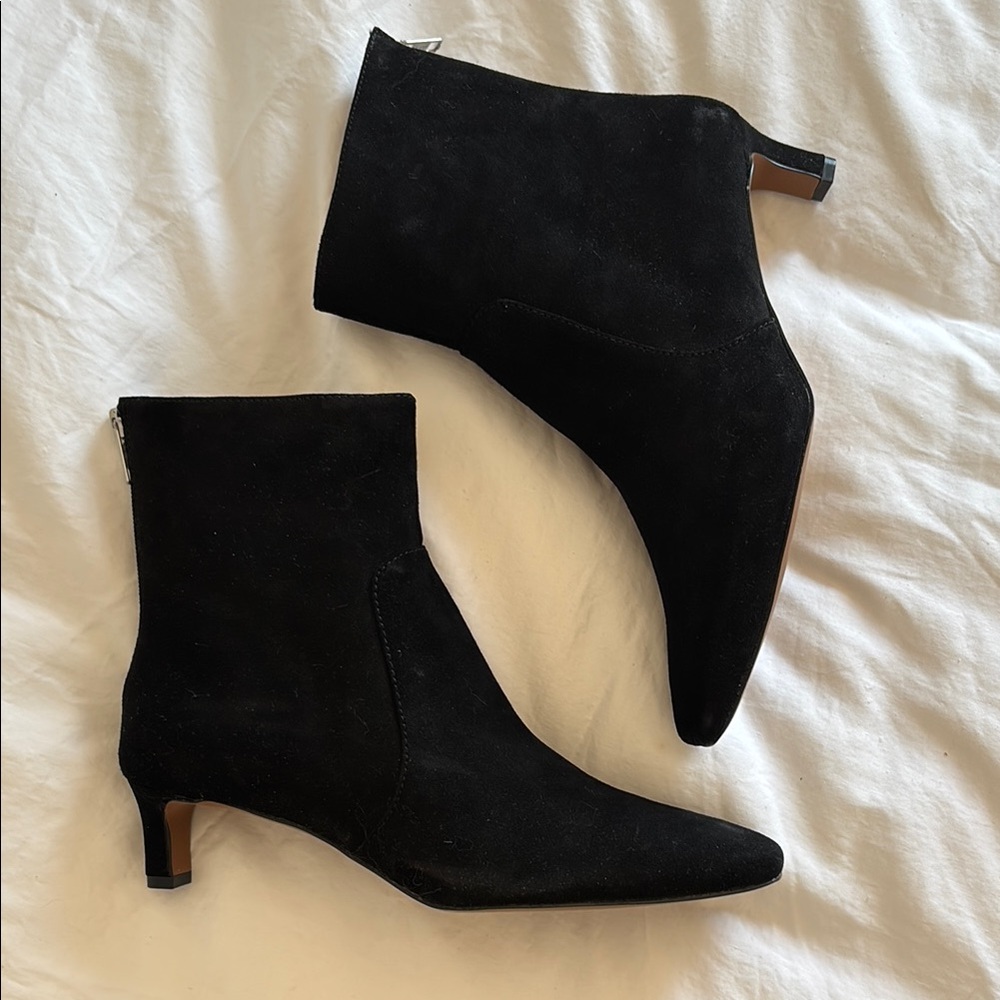 Madewell Dimes Black Suede Kitten Heel Ankle Boots New 7.5